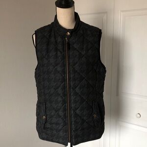 KENSIE JEANS Women Black-Green Print Quilted Puffy Vest | M
